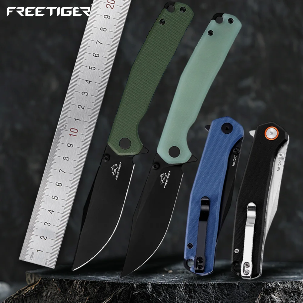 FREETIGER 14C28N سكين جيب قابل للطي G10 مقبض التخييم في الهواء الطلق صندوق تكتيكي القاطع EDC سكين مع مشبك جيب FT971