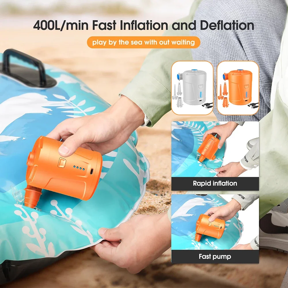 Electric Air Pump Portable Wireless Air Compressor Inflator for Inflatable Cushions Air Beds Boat Swimming Ring Air Mattress