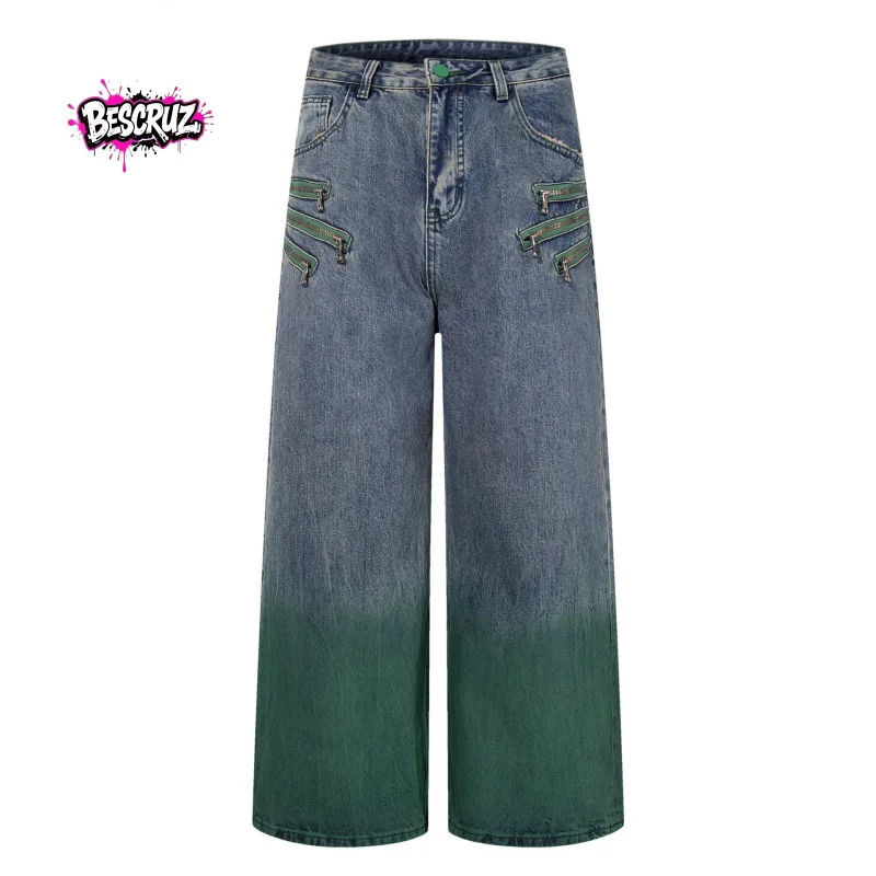 

BESCRUZ High Quality EU US Size Retro Washed Letter Trendy Versatile Loose Casual Pants