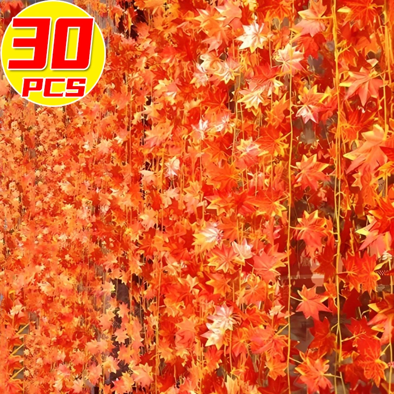 

Artificial Maple Leaves Rattan Wall Hanging Garland Vine Fake Plants Maple Foliage Leaf Christmas Thanksgiving Autumn Decoration