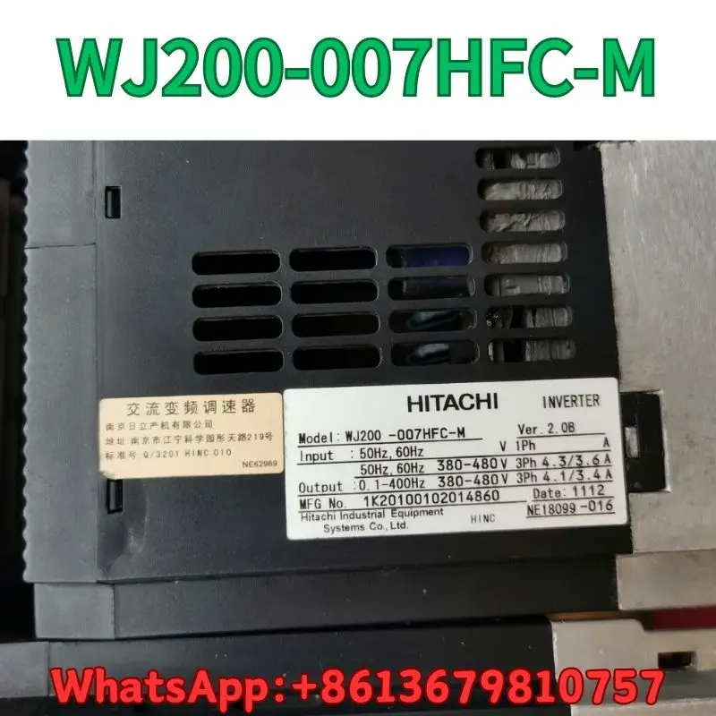 second-hand WJ200-007HFC-M frequency converter 0.75kw/380v test OK Fast Shipping