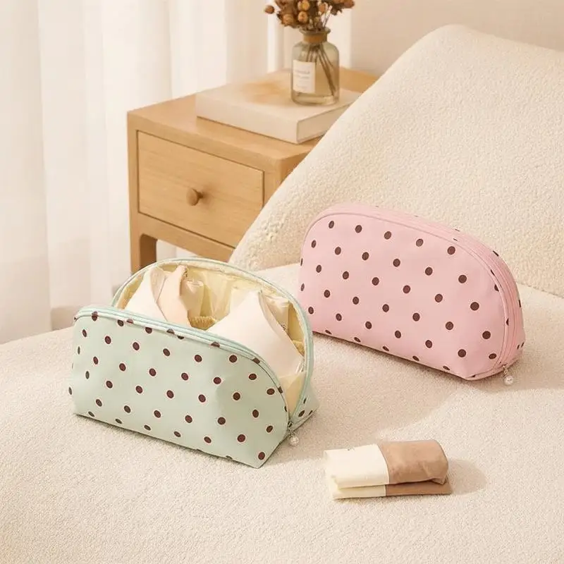 1Pcs Travel Organizing Bras Socks Waterproof Bag Polka Dot Underwear Storage Bag With Independent Compartments