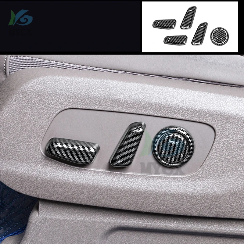 Car Seat Adjust Button Cover Sticker For KIA Carnival (Sedona) KA4 2021 2022 + ABS carbon fiber Car Interior Accessories