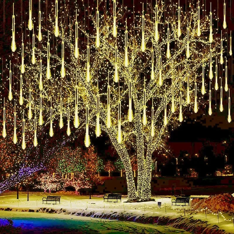 Guirnalda de luces para decoración de árbol de Navidad, tubos de 32/24/16/8, guirnaldas de calle, luces de jardín de hadas para año nuevo al aire libre