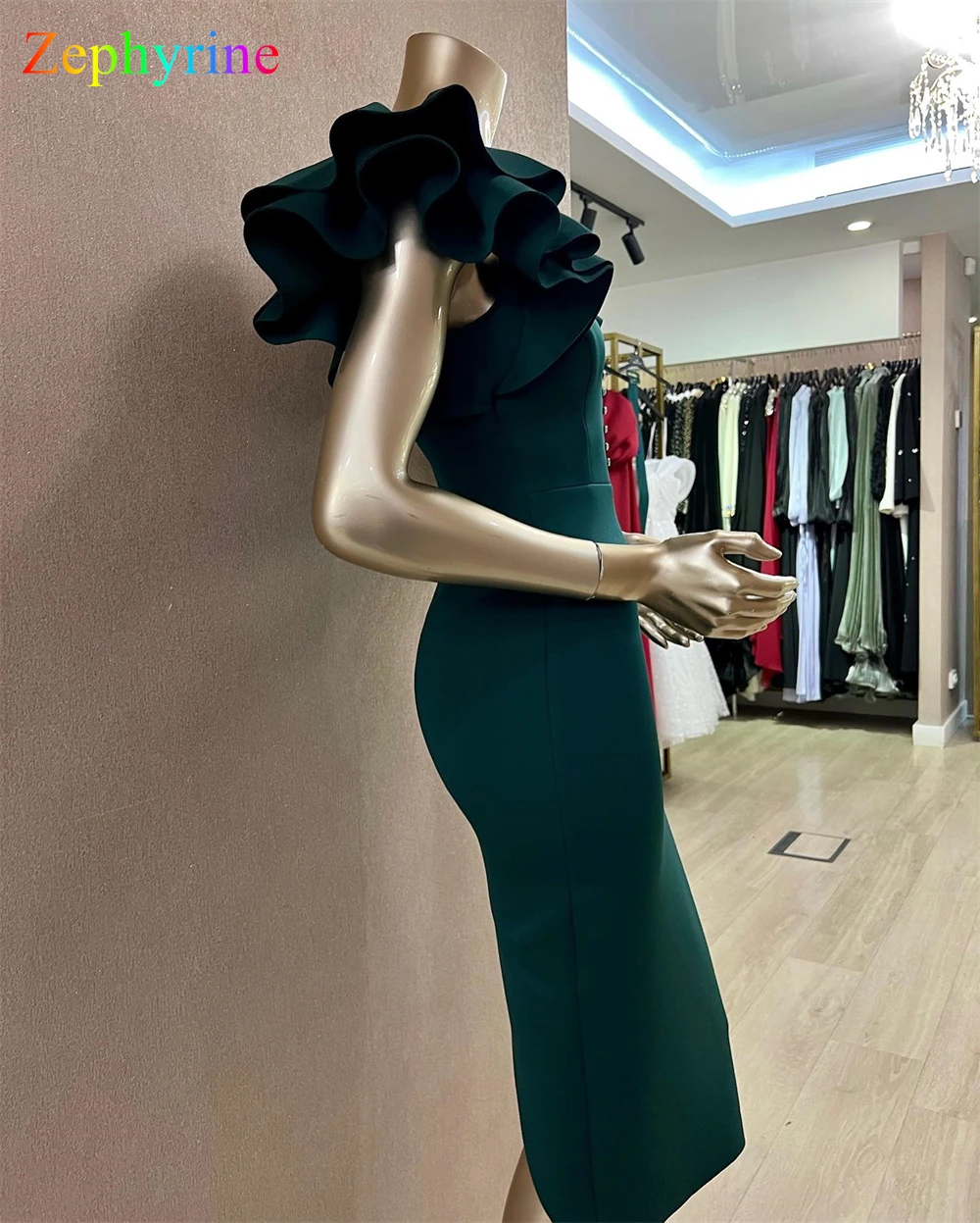 Customized Mermaid Exquisite Green Jersey Evening Dress Classic Square Collar Sleeveless Homecoming Dresses Fashion Party Gowns