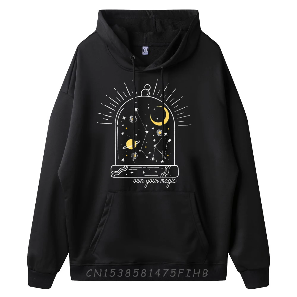 Mens Long Sleeve Celestial Mystical Luna Crescent Moon Hoodies Leisure Hoodies Retro Party Round Collar Hoodies