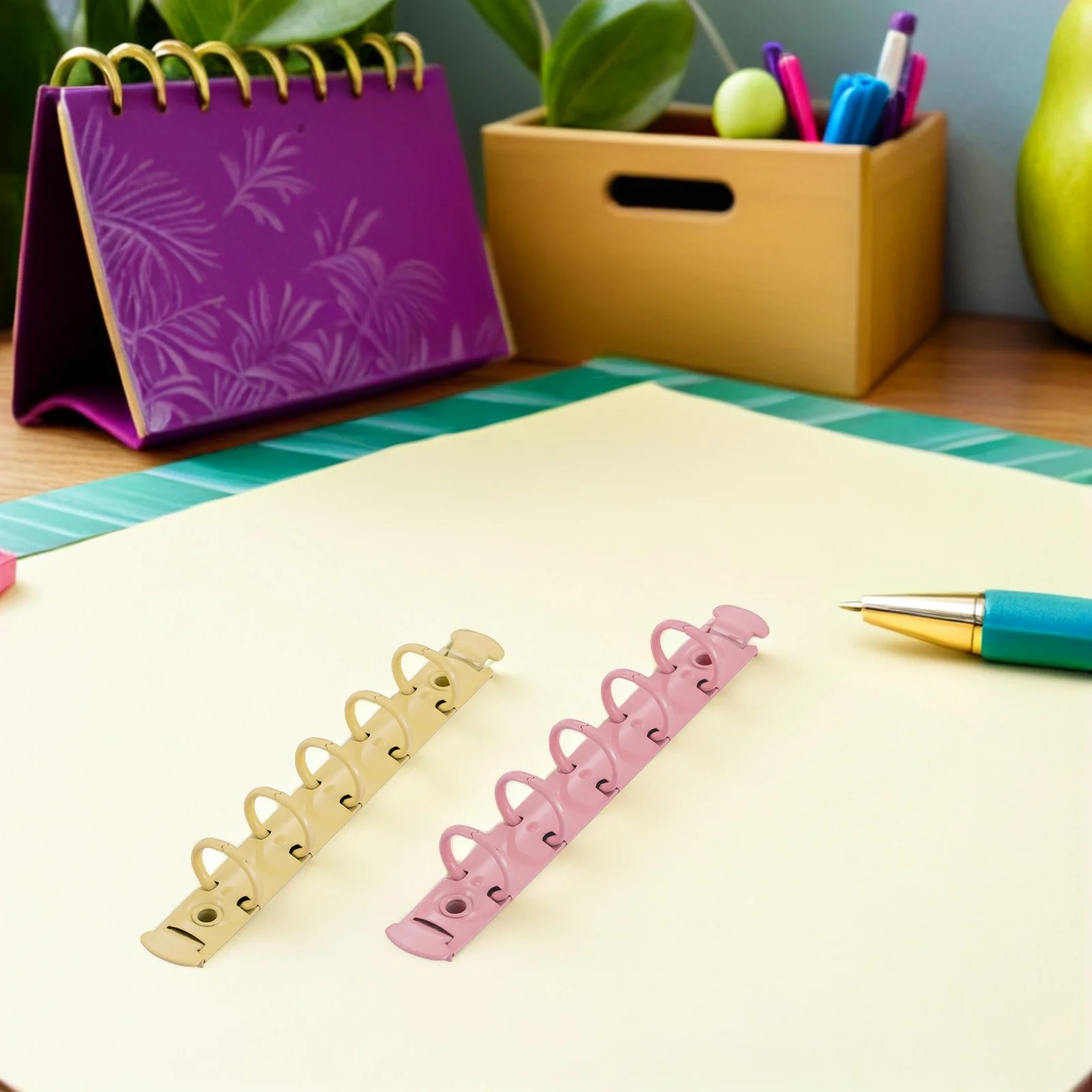 5pcs Colorful Metal Clips 5-Hole Wear-Resistant Loose Leaf Rings For Diy Notebooks Scrapbooks Flash Cards Reusable