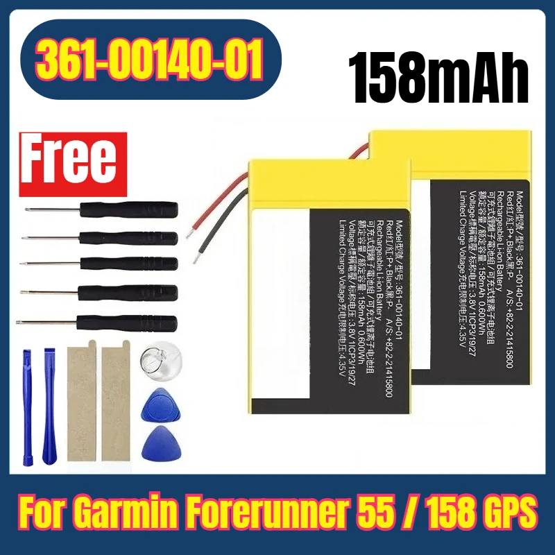 

361-00140-01 3.8V 158mAh Watches Batteries for Garmin Forerunner 55 / 158 GPS + Free Tools