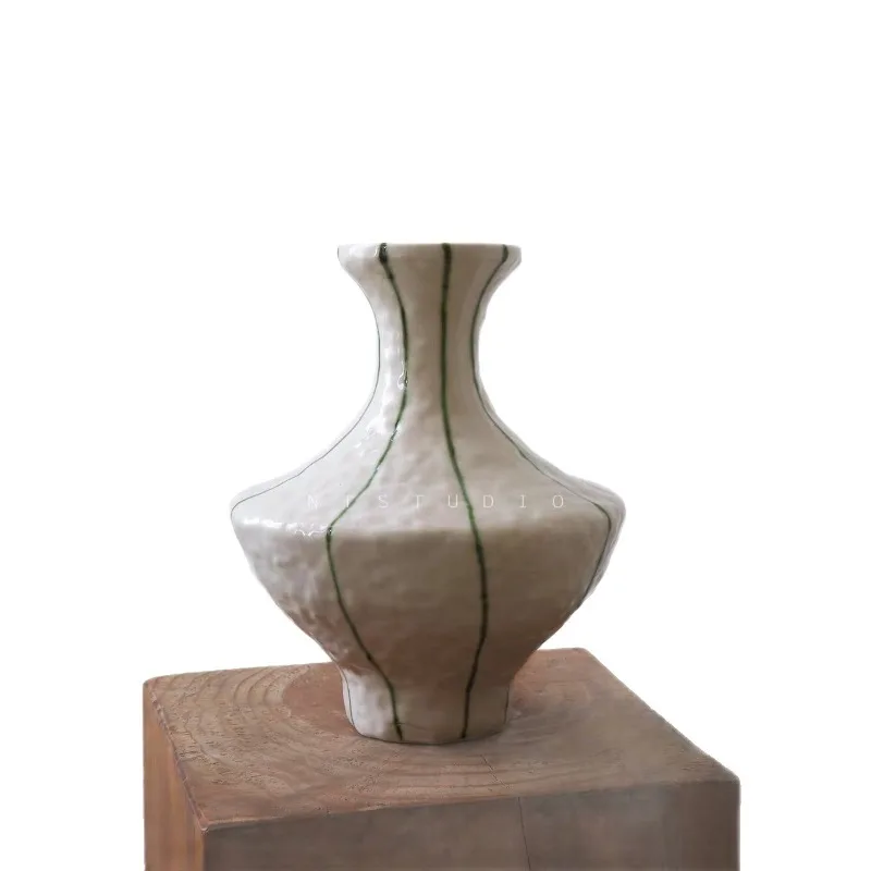 Handmade ceramic vase, Japanese Nanyang retro home decoration