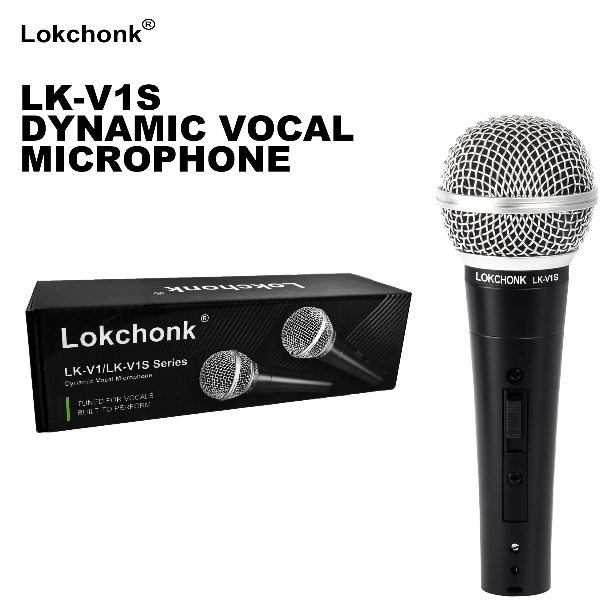 Micrófono Vocal Dinámico Lokchonk, Micrófono Cardioide de Mano para Cantar, Escenario, Estudio, Karaoke (LK-V1S)