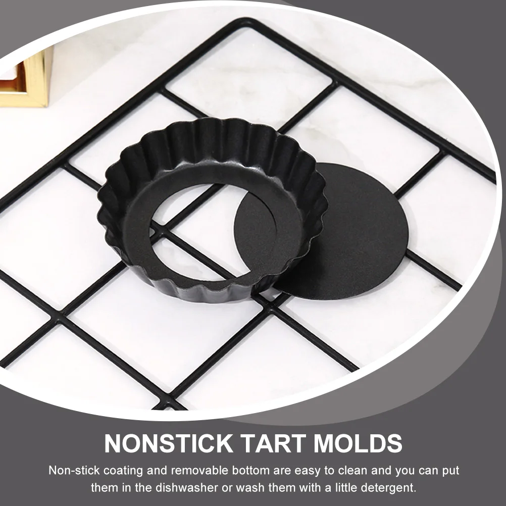 

5pcs Mini Nonstick Round Heat Resistant Egg Tart Molds With Removable Bottom Small Pie Pans For Baking Tart Molds Kitchen