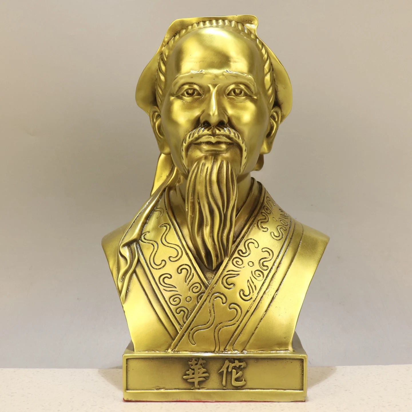 Brass high-end Copperware Hua Tuo famous doctor Miracle Doctor heal the wounded and rescue the dying Half body Head Statue