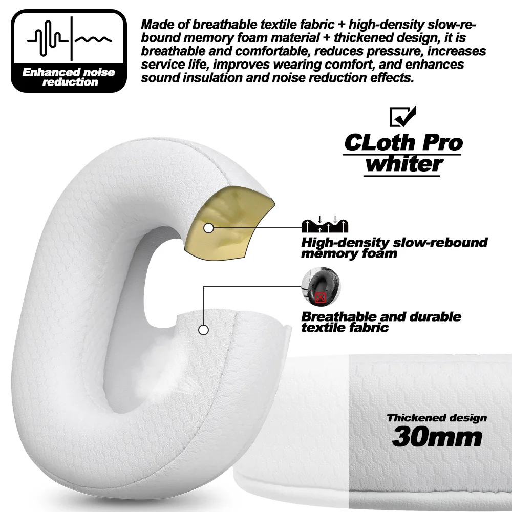 Earphone Pads For Fifine H6 H8 H9 7.1 White Replacement Earpads Headphones Earmuffs Soft Cloth Memory Covers Sponge Protein