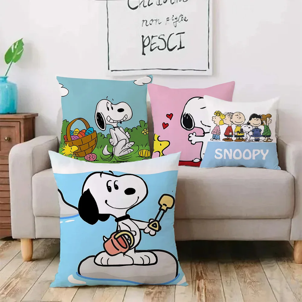 SnoopyS Pillow Covers Cartoon Sofa Decorative Home Double-sided Printing Short Plush Cute Cushion Cover