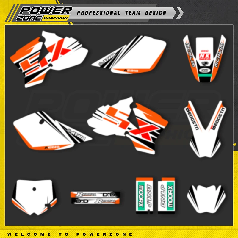 PowerZone Custom Team Graphics Backgrounds Decal Stickers Kit For KTM 2002 2003 2004 2005 2006 2007 2008 SX50 02