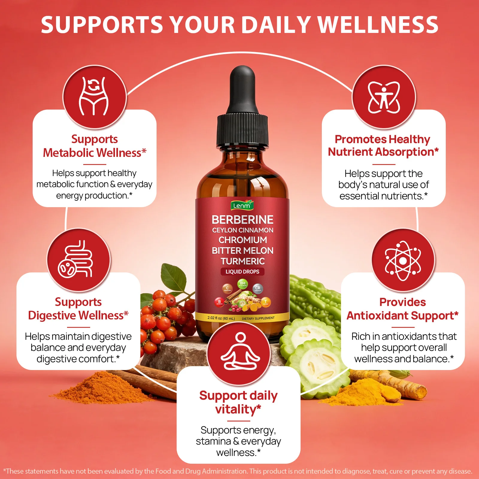 Berberine Complex Drops Metabolic Support 100% Natural, Sugar & Alcohol Free, Healthy Blood Sugar Balance & Digestive Health