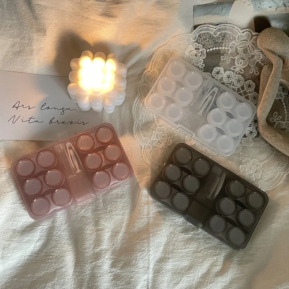 6 Pairs Large Contact Lenses Soak Storage Case with Stick Travel Portable Contact Lens Box Holder Clear Eyewear Container