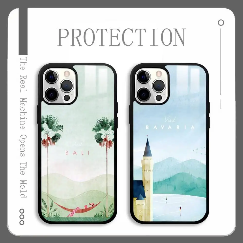 

Henry Rivers Art Fashion Scenery Phone Case For IPhone 16 15 14 13 12 11 Pro Max Plus Mini Plus Hard Surface Protect Funda