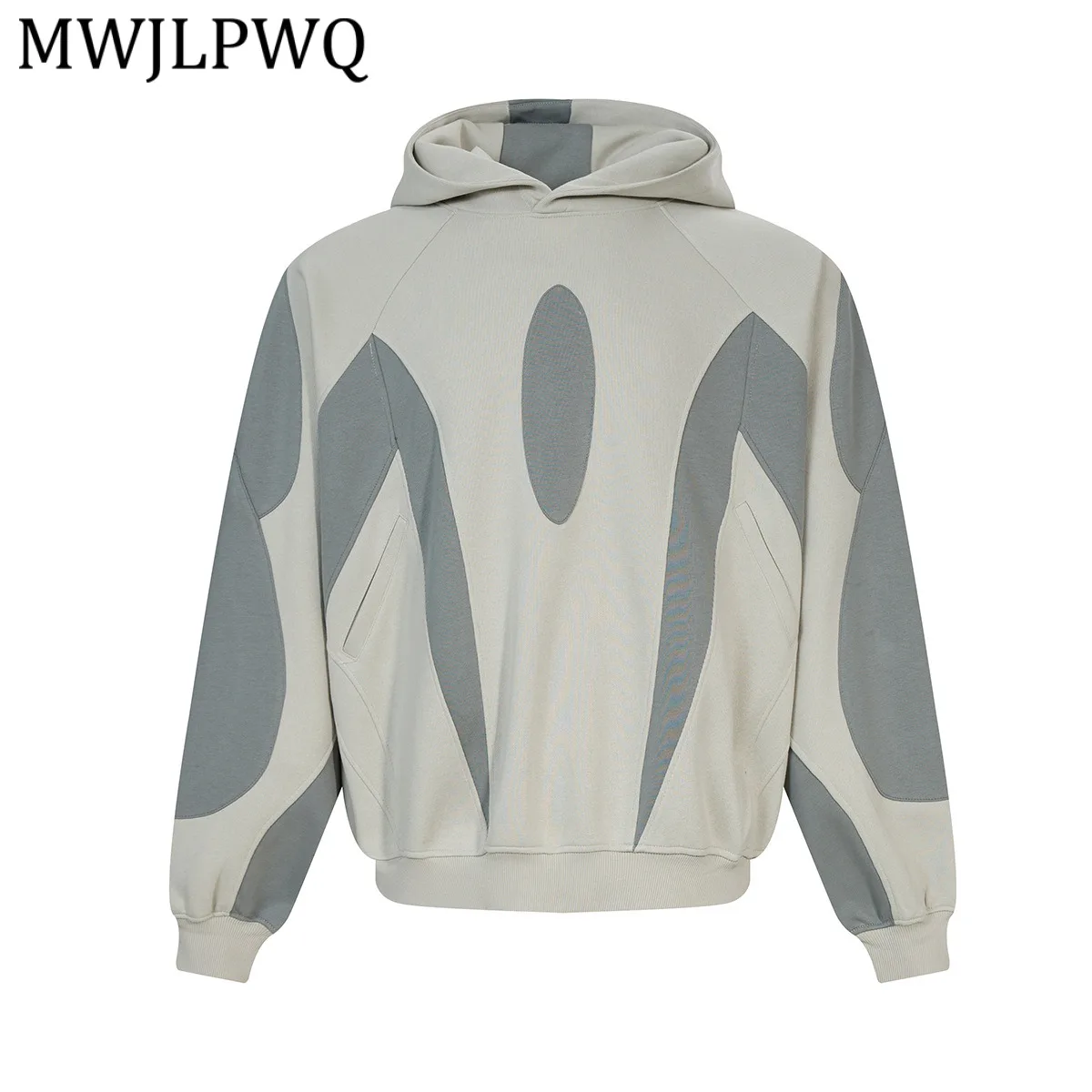 

Мужская толстовка MWJLPWQ в американском хип-хоп стиле с нашивками, уличный стиль, асимметричный дизайн, контрастные цвета, с капюшоном, новинка 2026 года, модель 13170