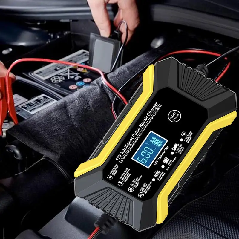 

Automotive Charger 12V Car Battery Charger Pulse Repair Digital LCD Display Smart Fast Charge For Car Motorcycle