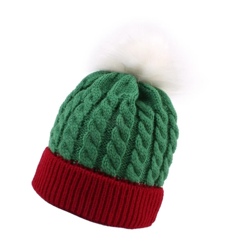 Unisex Baby Knitted Hat Soft & Breathable Pom Bonnet Caps with Festival Color Designing for Family Gatherings Dropship