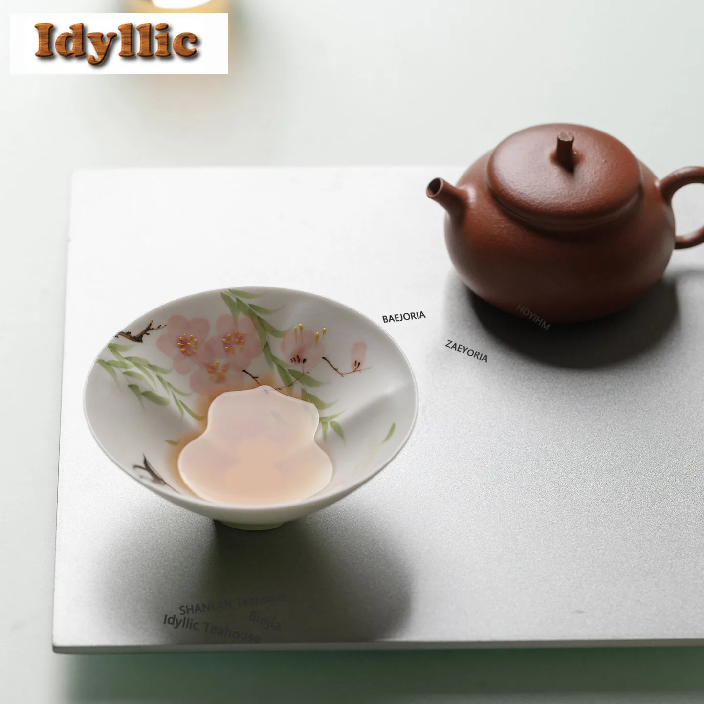 HOYIHM 60ml Spring Swallows Peach Branches Teacup Zen Tea Bowl Set Of Cups Tea-tasting Personal Cup Chazhan Master Cups Teaware
