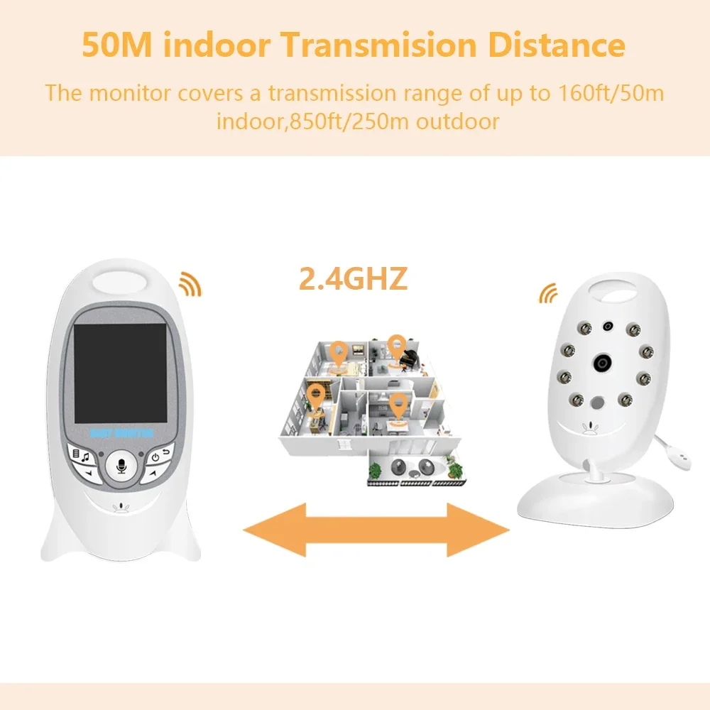 VB601 Electronic Baby Monitor with Camera Video 2 inch LCD Newborn Baby Stuff Baby Camera Temperature Babyphone 2 Ways Audio view 2