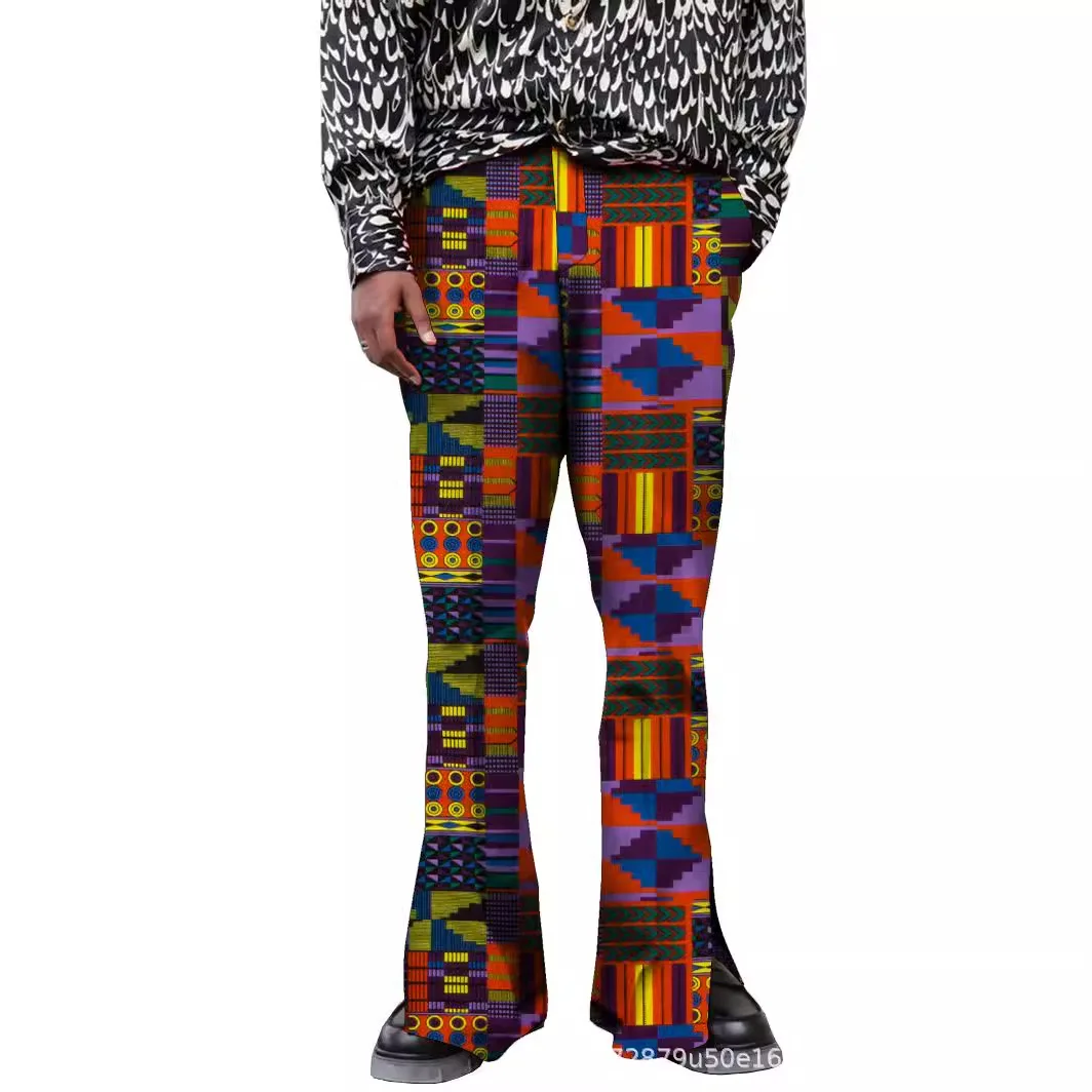 2025 African Print Men's Long Pants - Ankara Casual Flared Pants - Western Hip-hop Printed Pants  Streetwear Men S-5XL