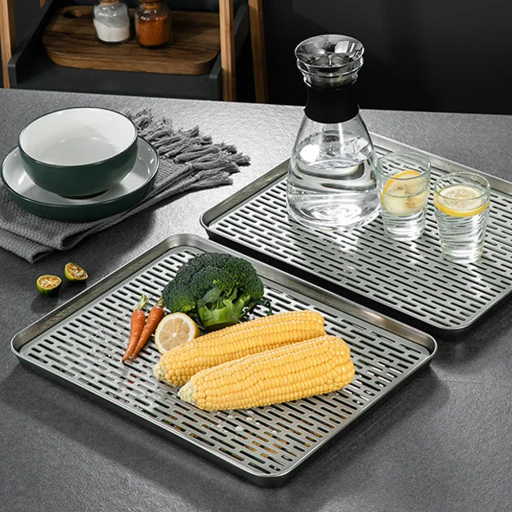 

1 set 1 Set Steel Double Layer Premium Draining Plate For Teapot Stainless Steel Plate Cup Storage Tea Set Tray Tea Pot Tray