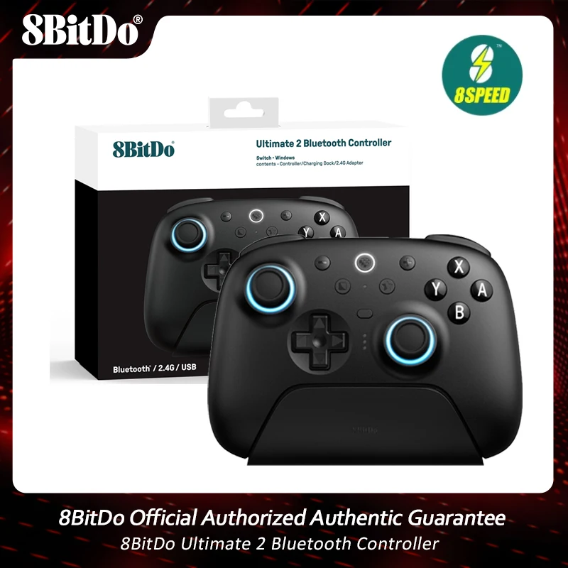 8BitDo Ultimate 2 Bluetooth Gaming Controlle 8Speed with Charging Dock for Nintendo Switch / Switch 2 PC, Windows 10, 11