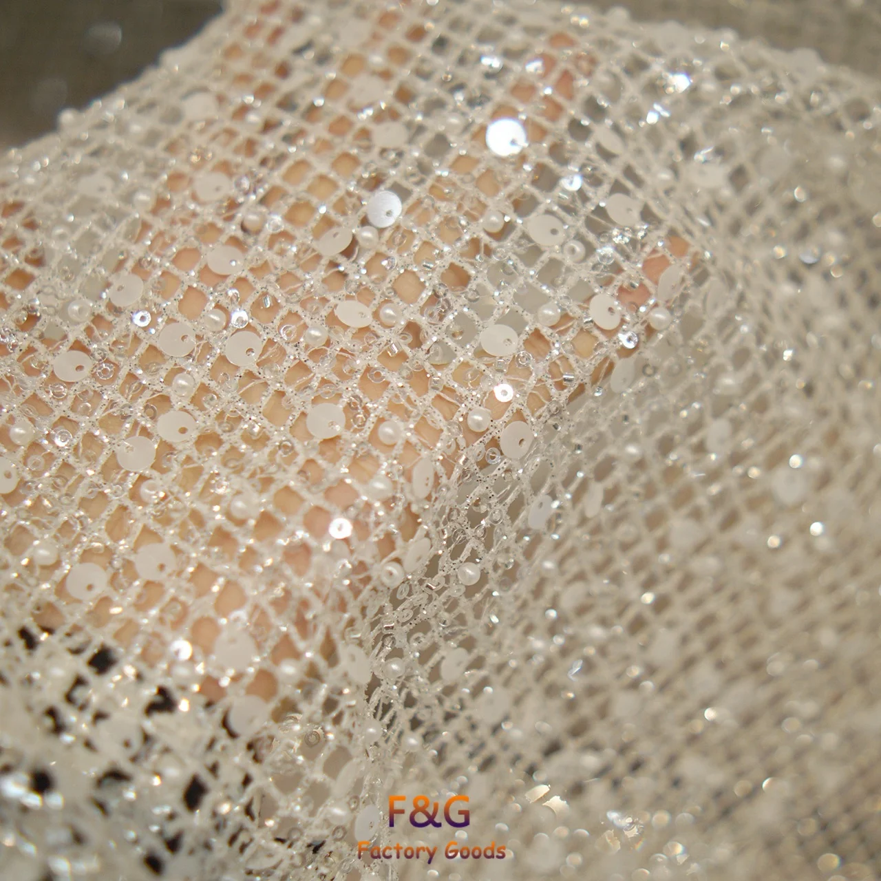 

Белая сверкающая сетчатая ткань с блестками и блестками, сшитая высококачественная свадебная сукня, вечернее платье, ткань «сделай сам» для шитья