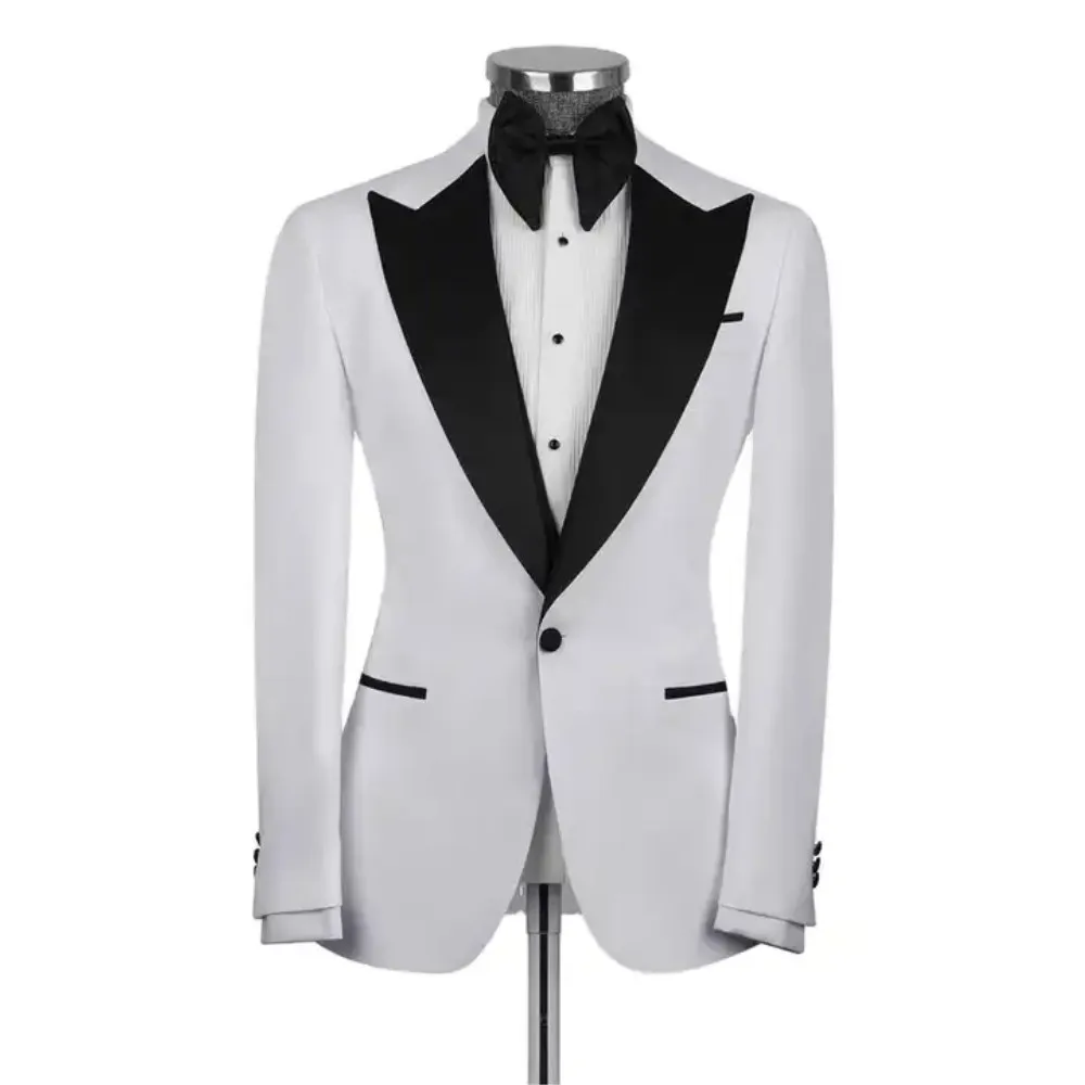 الدعاوى الرسمية الرجال سليم صالح 3 قطع الأسود بلغت ذروتها التلبيب لملابس الزفاف العريس موضة مصممة الرجال الزي معطف سترة بانت #2