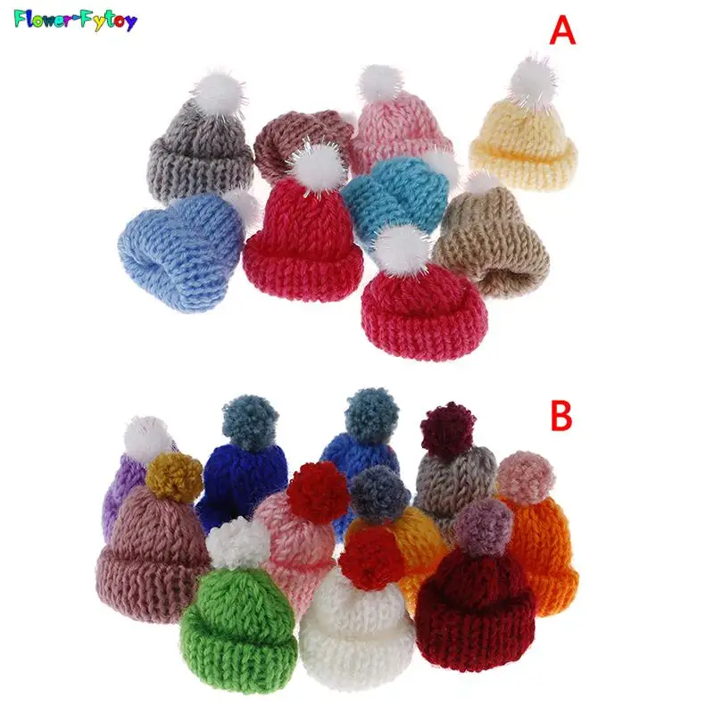 5 szt./10 sztuk/partia Mini ręcznie robiona mała czapka do robienia na drutach dla lalek dekoracja etui na telefon 3.5CM