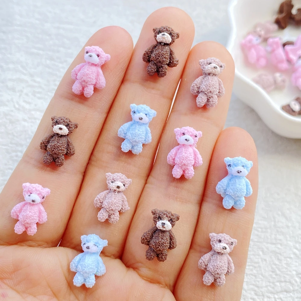 50 Stück niedliche Mini-Cartoon-Tierfiguren aus weichem Gummi, Teddybär, Kunstnägel, flache Rückseite, DIY, Scrapbook-Deko, Schmuck, Bastelzubehör – Detail 5