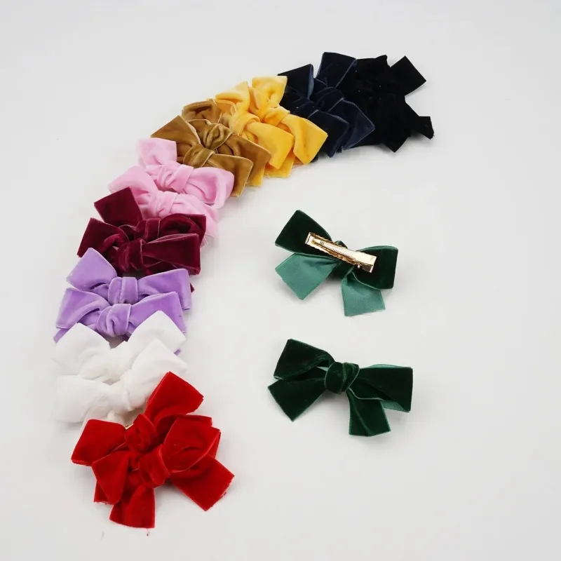 2pcs/set Small Velvet Bow Hair Clips for Children Girls Hair Bangs Clips Hairpins Sweet Princess Hair Clip Barrettes Accessories