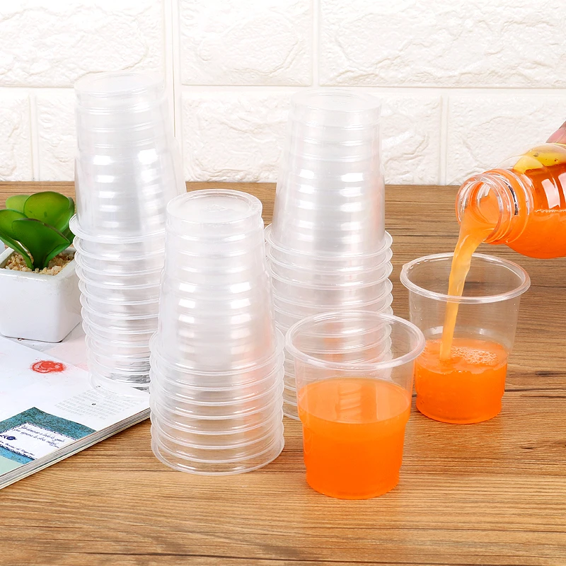 30pcs! 200ml Disposable Cup Plastic Food-grade Thickened Round Mouth Clear Kitchenware for Drinks Tea Holder Party Supplies