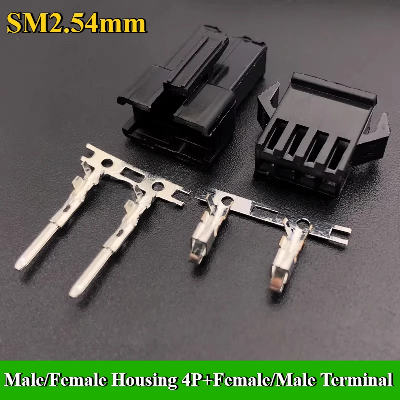 20Sets/lot SM2.54mm Male Female Housing+Terminal Pitch 2.54mm 2P/3P/4P/5P/6P/7P/8P/9P/10P Pin SM2.54 Automobile Connector