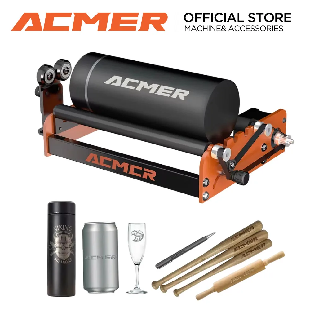 ACMER M2 Laser Rotary Roller Laser Engraver Module Y-axis Rotary Roller 360° Rotating for ORTUR XTOOL ATOMSTACK Laser Engraver