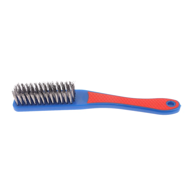 Durable Stainless Steel Wire Brush Silicone Handle Red And Blue Paint Removal Tool Scratch Brushes Cleaning Metal Rust Brush