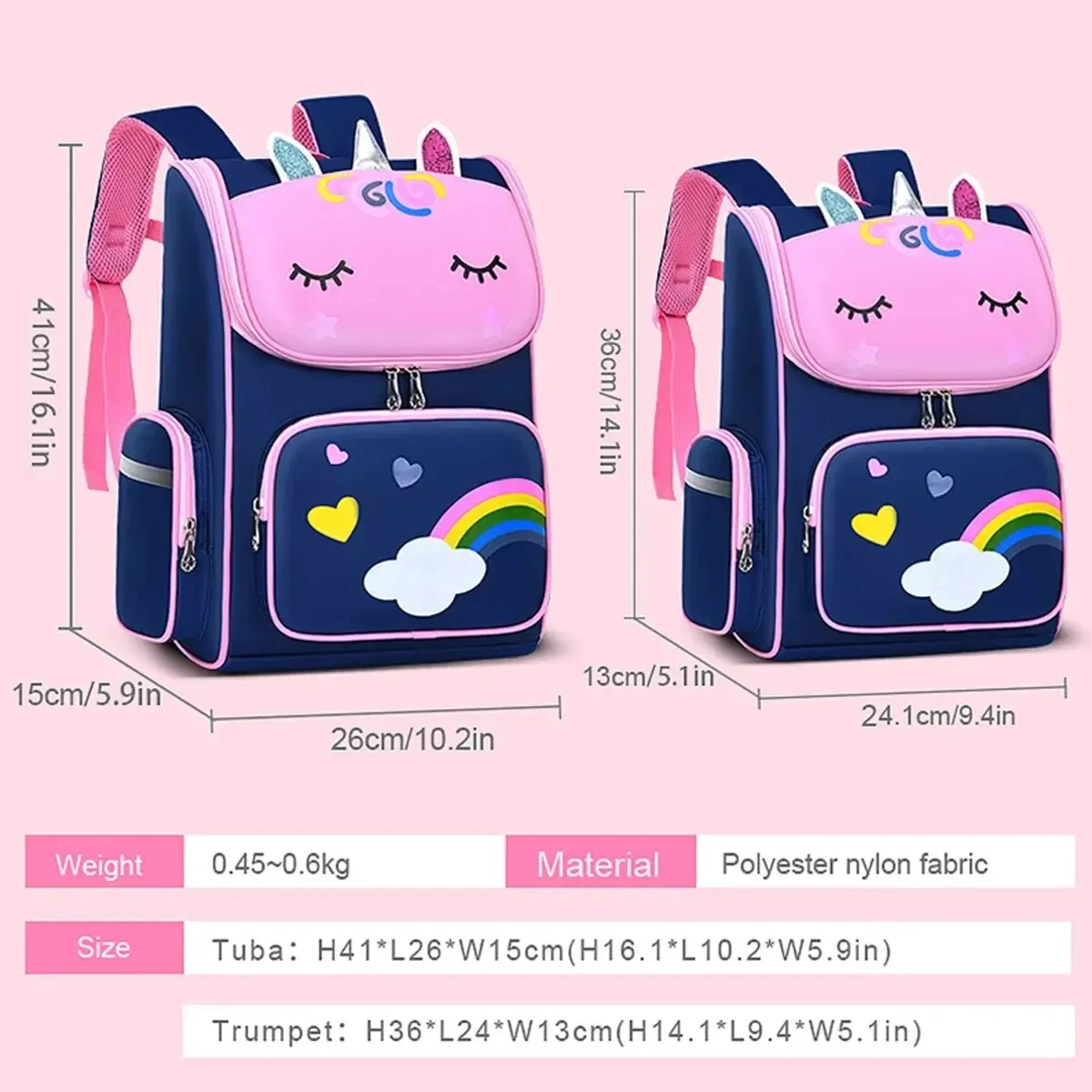 Shoulder Backpacks for Boys and Girls with Cute Unicorn Back To School Oxford Fabric Backpacks Shoulder Bag Cartoon Unicorn Book