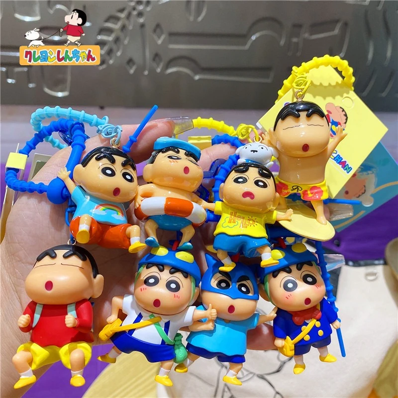 

New Crayon Shin-Chan Keychain Anime Figures Action Kamen Serie Pendant Cartoon Car Key Chain Kids Toys Fans Gift Ornament