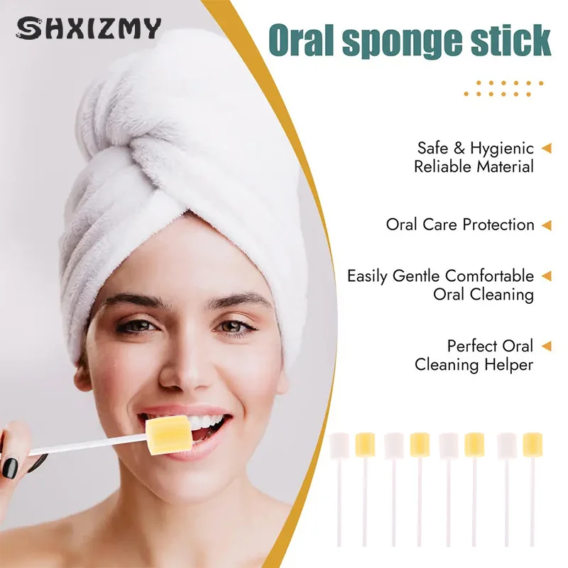 100Pcs Disposable Sponge Stick Multi-function Oral Swabs Single Use Cleaning Accessories Professional Cavity Supply