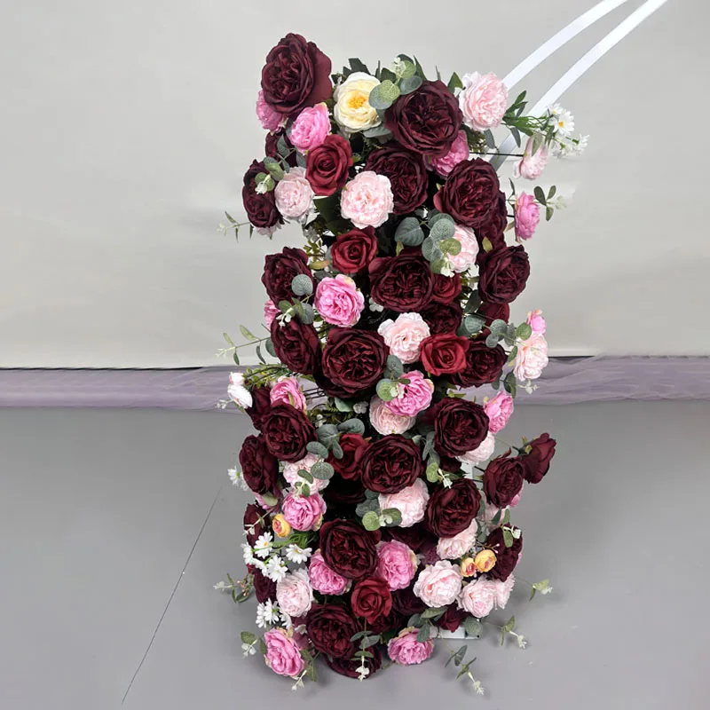 100CM Artificial Rose Row Outdoor Wedding Arrangement Row Flower Background Wall Window Table Decoration Strip Flower