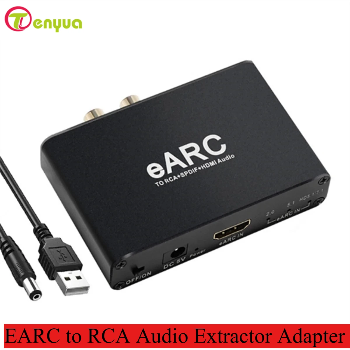 TenYua HD-Compatible EARC ARC Audio Extractor 192Khz Converter EARC to RCA Audio Extractor Adapter for DTS Dolby Atoms AC3 XT