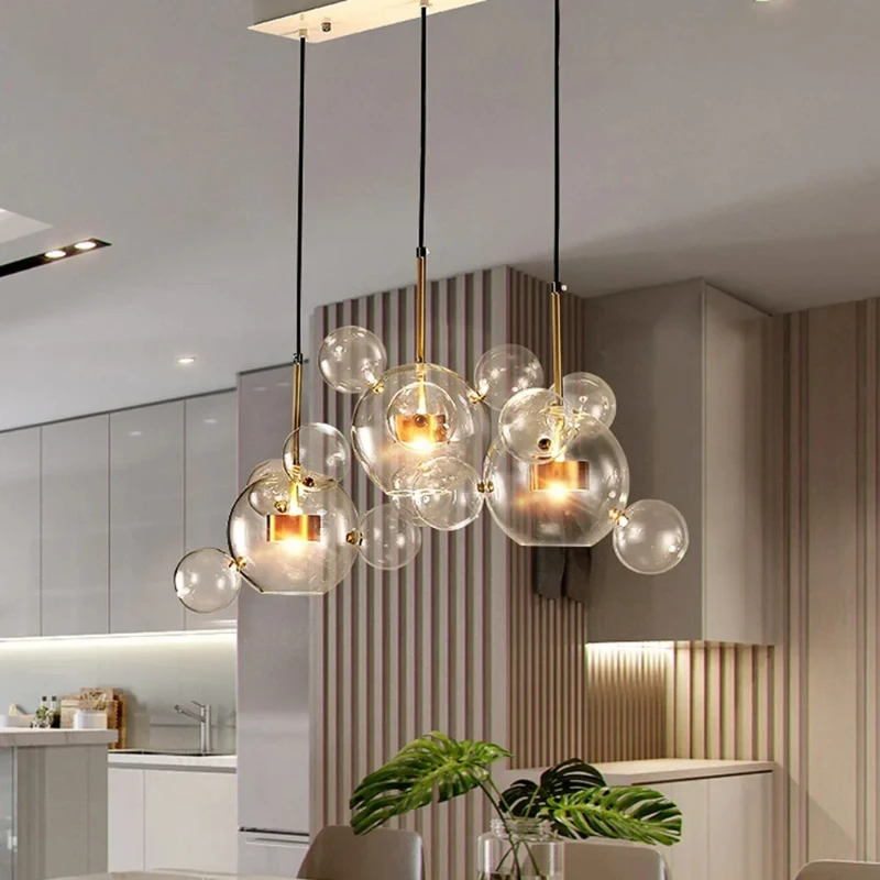 

Minimalist Mickey Transparent Glass chandelier lustre Personalized Round ball art Ceiling for Home interior lighting Decorative