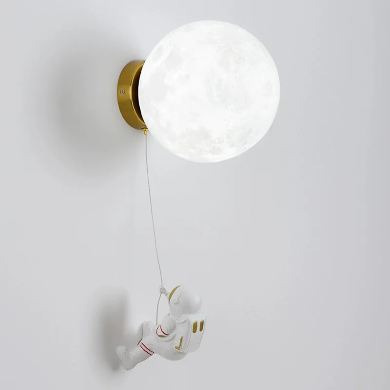 Astronauta LED Lua Lâmpada de parede, Fundo do quarto das crianças, Decoração de quarto, Luz de cabeceira, Criativo Kids Gift