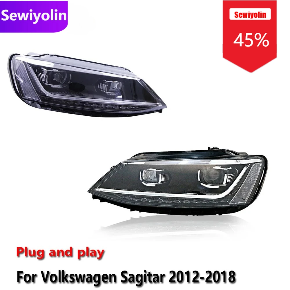 

Car DRL LED Headlight Assemblies For Volkswagen Sagitar 2012-2018 Fog DRL Brake Turn Signal Lamp Plug And Play