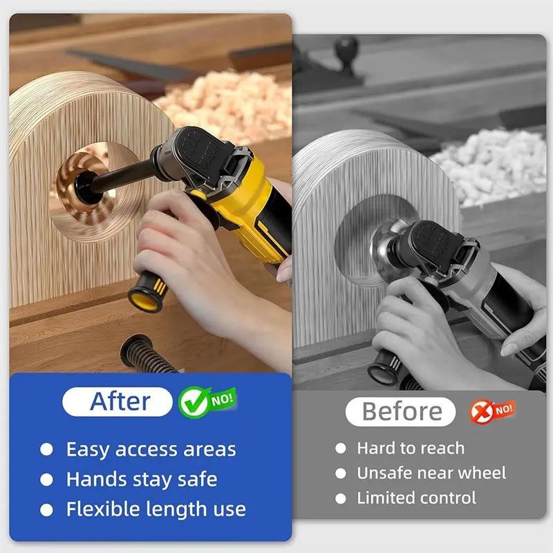 [NEW!A08R】 Angle Grinder Attachment Kit With 4 Extension Shaft,2 Pcs Flange Nut,1 Spanner Wrench,1 Disc Guard - 5/8
