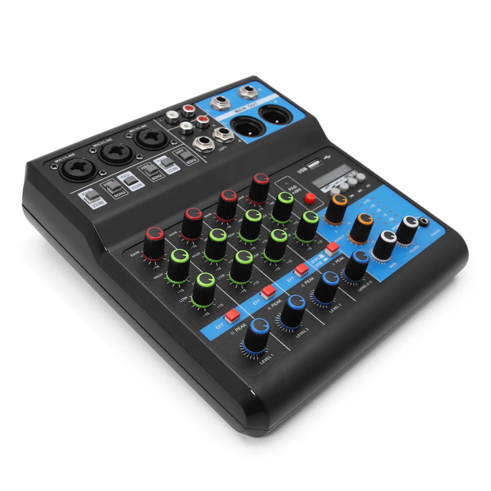 HD Audio 5 Channel Sound Mixer Professional Portable Console Computer Input 48v Power Live Broadcast  A5 Sound Audio Mixer