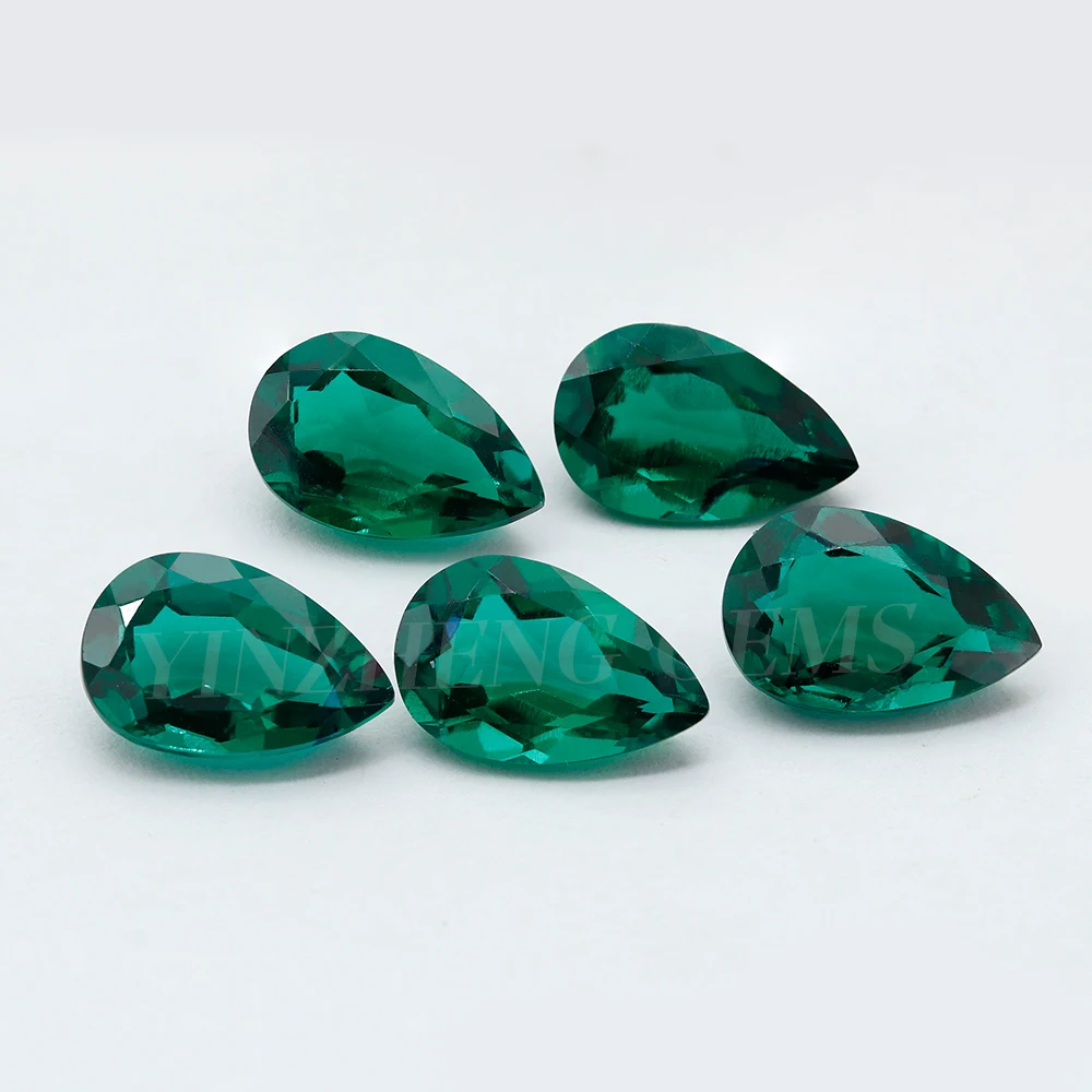 YinZheng Zambian Emerald Pear Shape Lab Grown Emerald Loose Gemstones With Certificates Can Be Provide Lab Zambian Emerald - Image 3